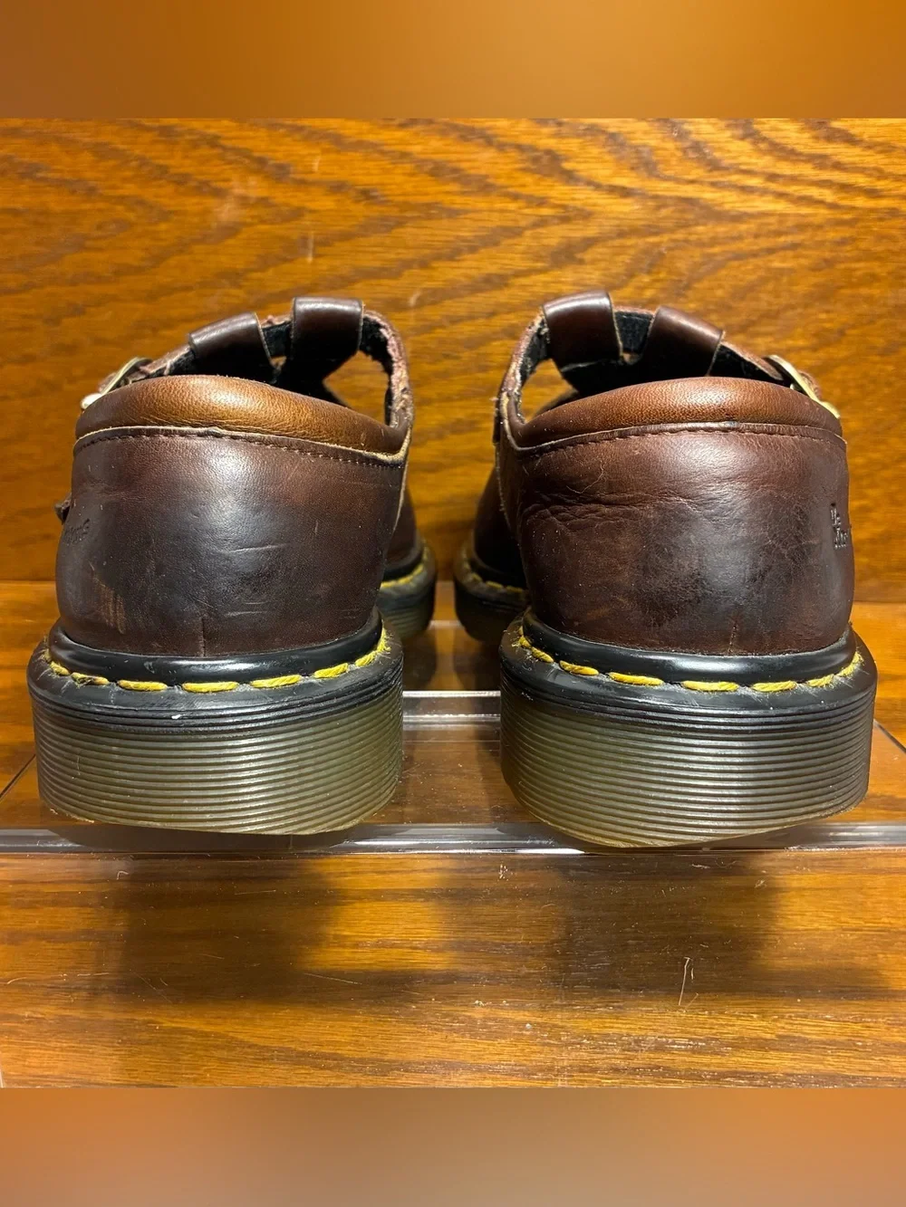 RARE VTG Dr. Martens England Made Cutout Mary Jane Shoes Brown Leather Size 7